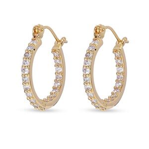 Elegant Gold Hoop Earrings with Crystals